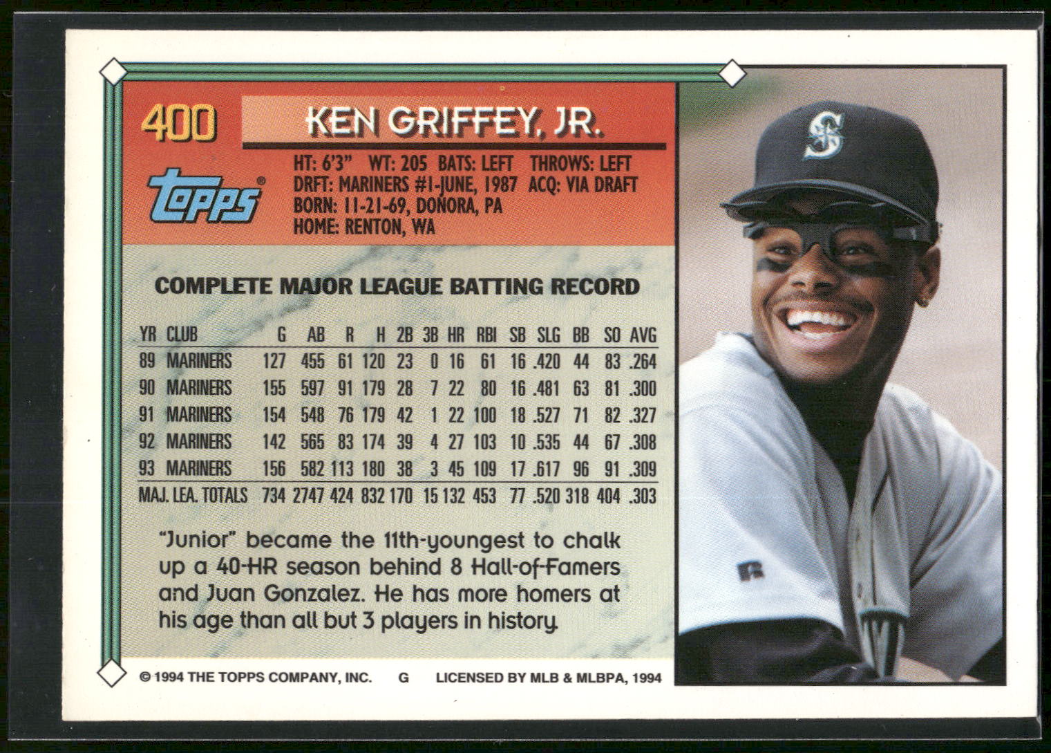 1994 Topps #400 Ken Griffey Jr.