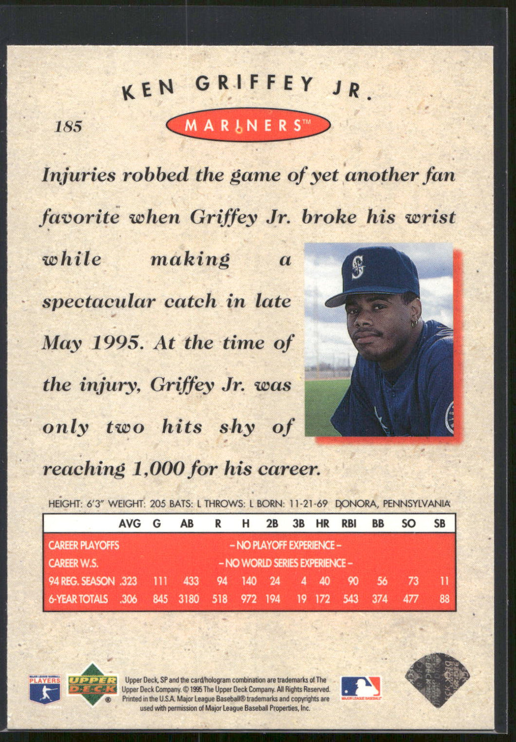 1995 SP Championship #185 Ken Griffey Jr.