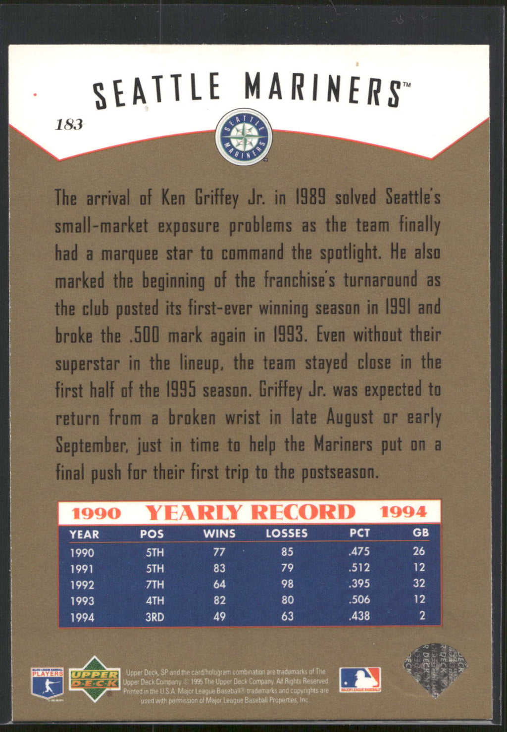 1995 SP Championship #183 Ken Griffey Jr.