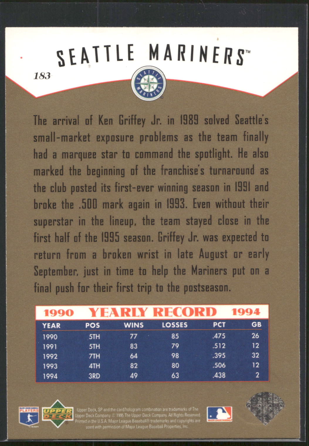 1995 SP Championship #183 Ken Griffey Jr.