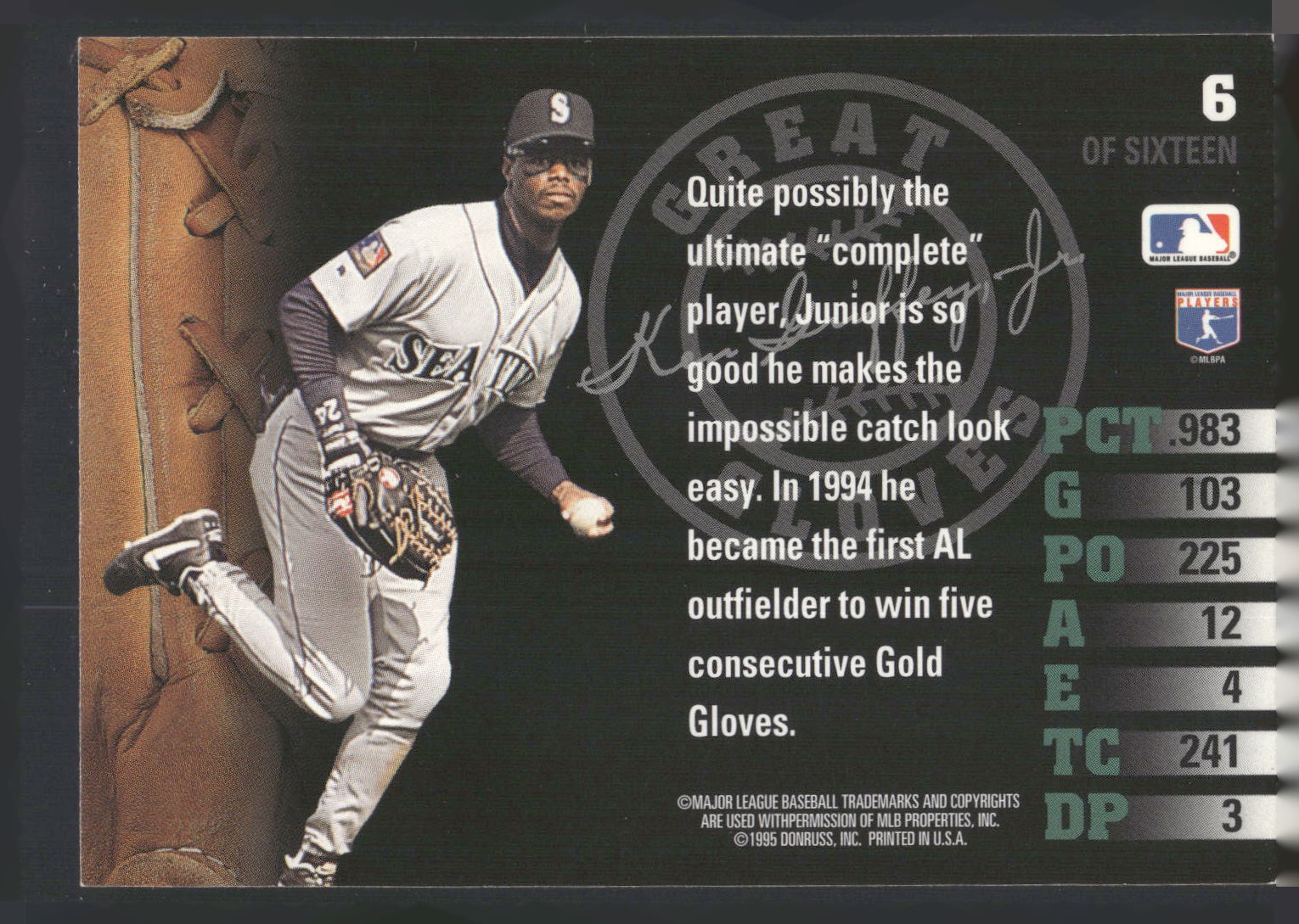 1995 Leaf #6 Ken Griffey, Jr. Great Gloves