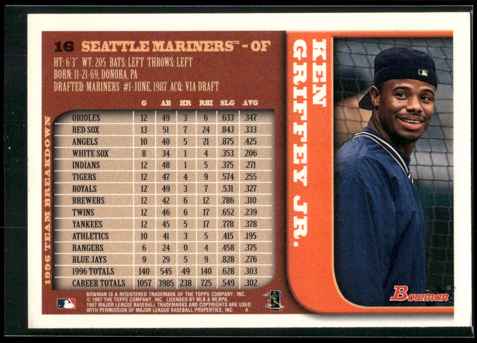 1997 Bowman #16 Ken Griffey Jr.