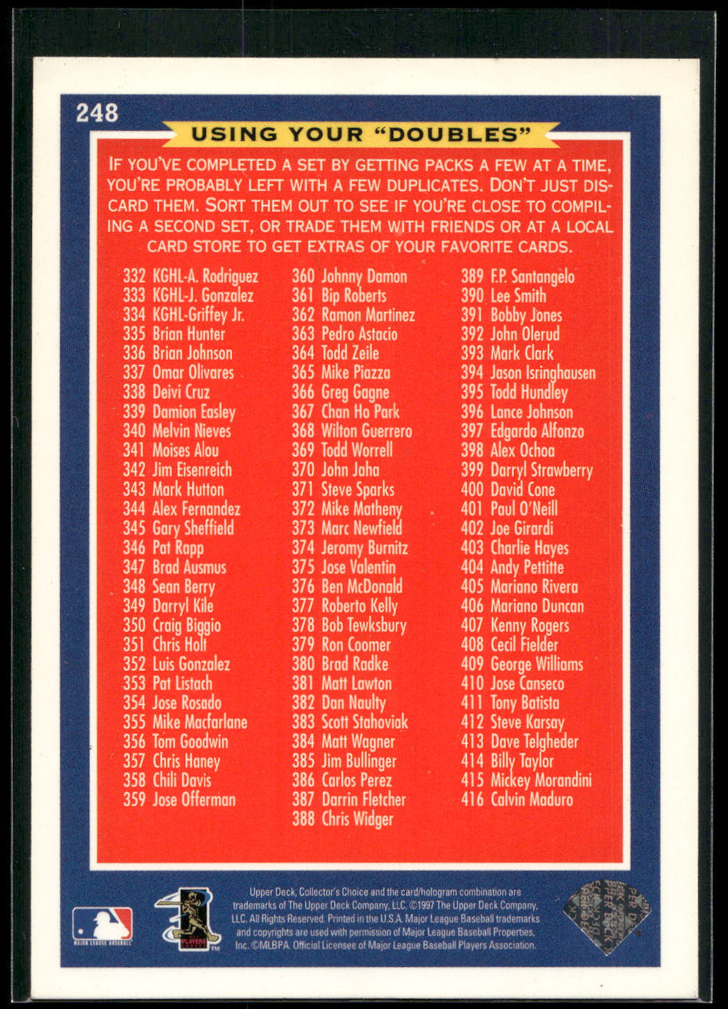 1997 Collector's Choice #248 Ken Griffey Jr.