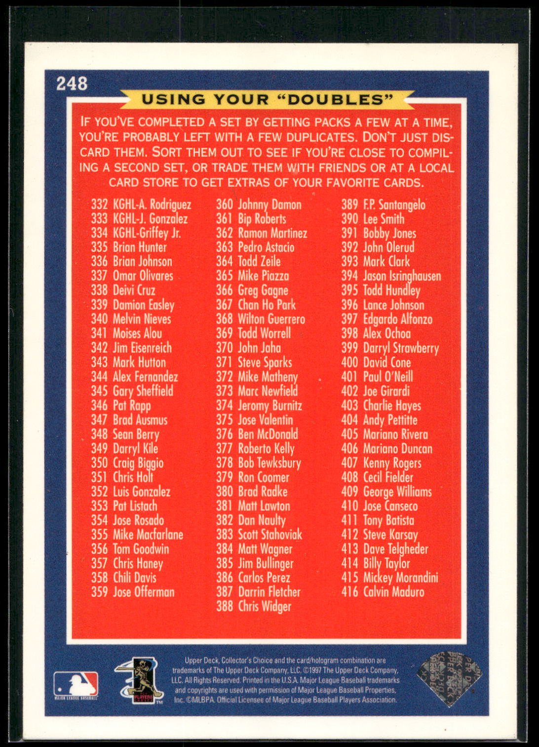 1997 Collector's Choice #248 Ken Griffey Jr.