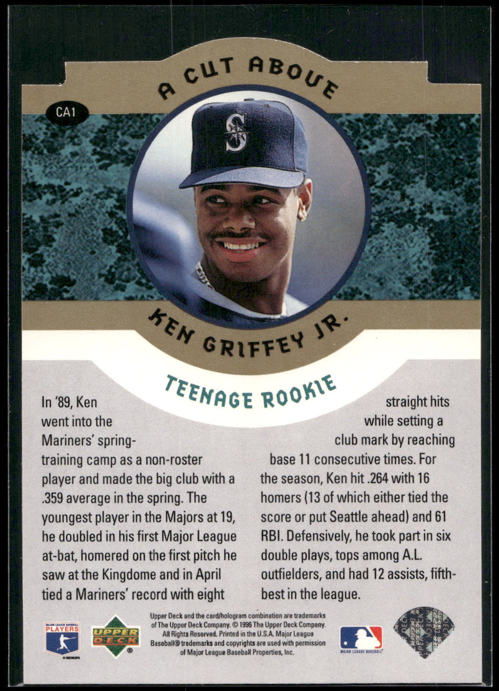 1996 Collector's Choice #CA1 Ken Griffey Jr. Ken Griffey Jr.: A Cut Above