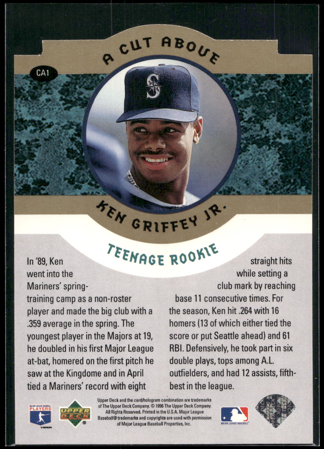 1996 Collector's Choice #CA1 Ken Griffey Jr. Ken Griffey Jr.: A Cut Above