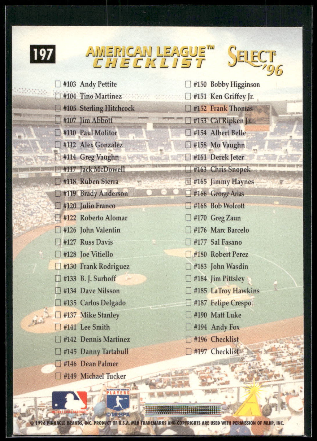 1996 Select #197 Ken Griffey Jr.