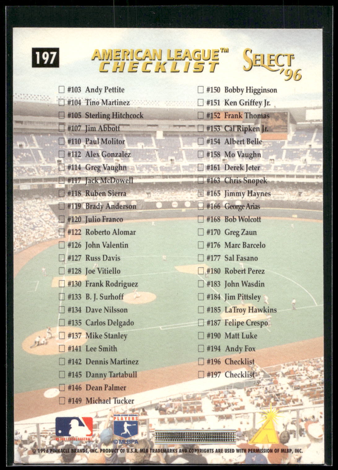 1996 Select #197 Ken Griffey Jr.
