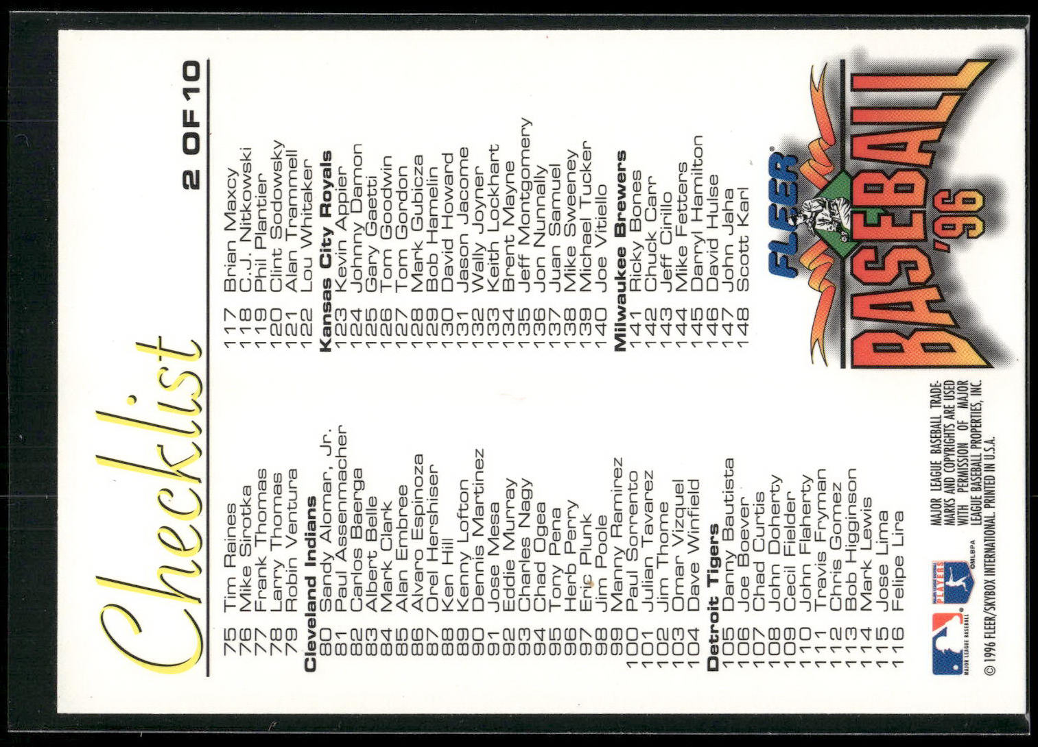 1996 Fleer #2 Ken Griffey Jr. Checklists