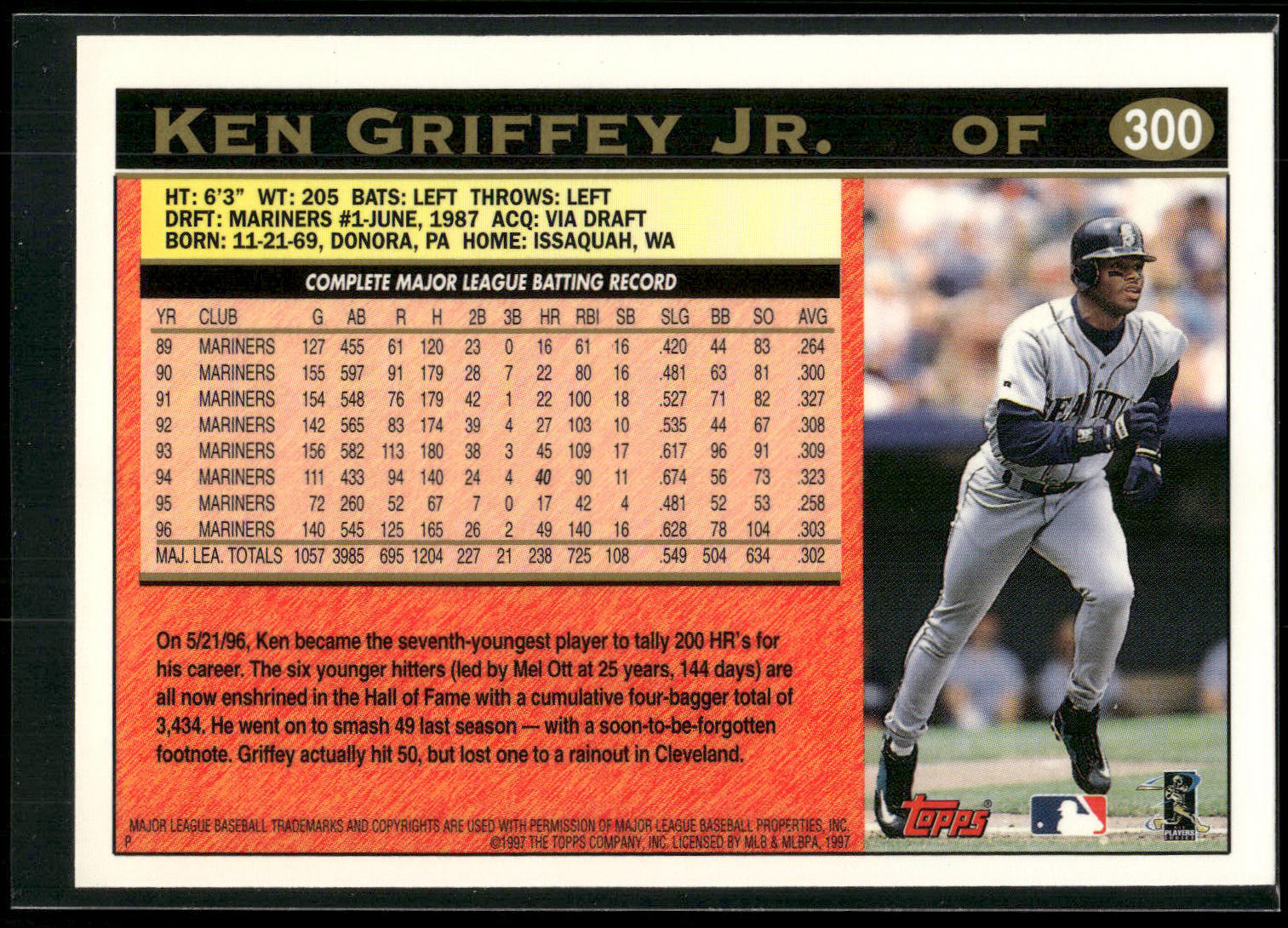1997 Topps #300 Ken Griffey Jr.