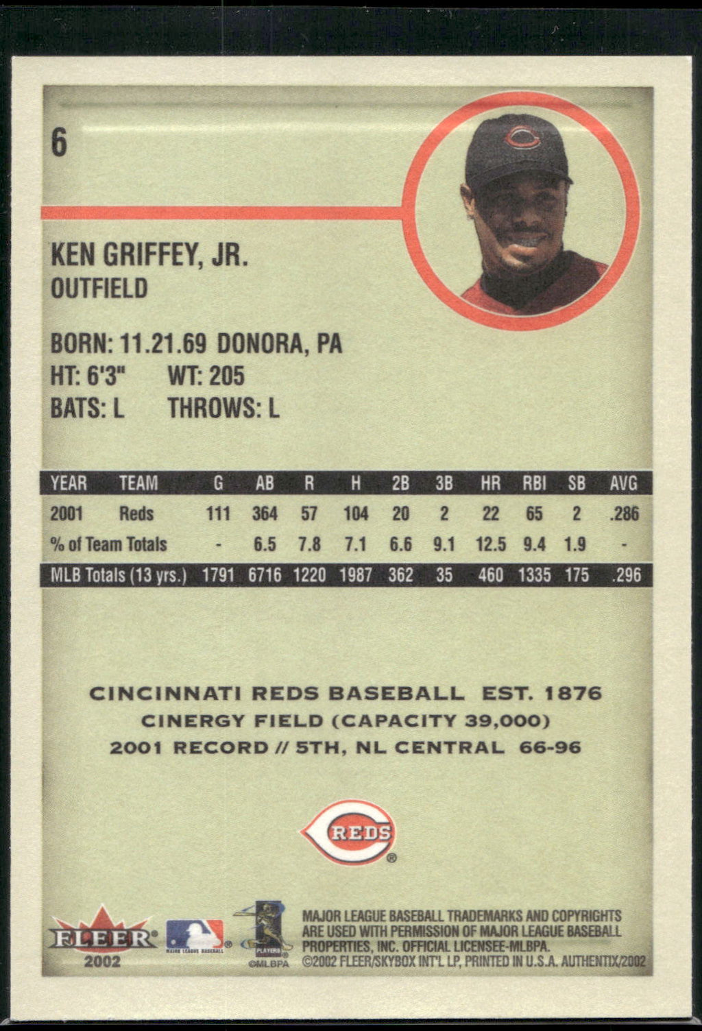 2002 Fleer Authentix #6 Ken Griffey, Jr.