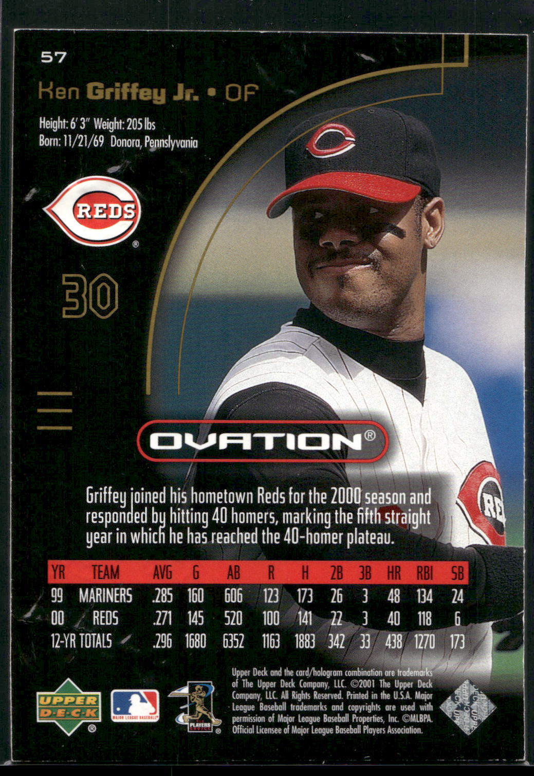 2001 Upper Deck Ovation #57 Ken Griffey Jr.