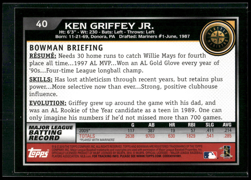 2010 Bowman #40 Ken Griffey Jr.