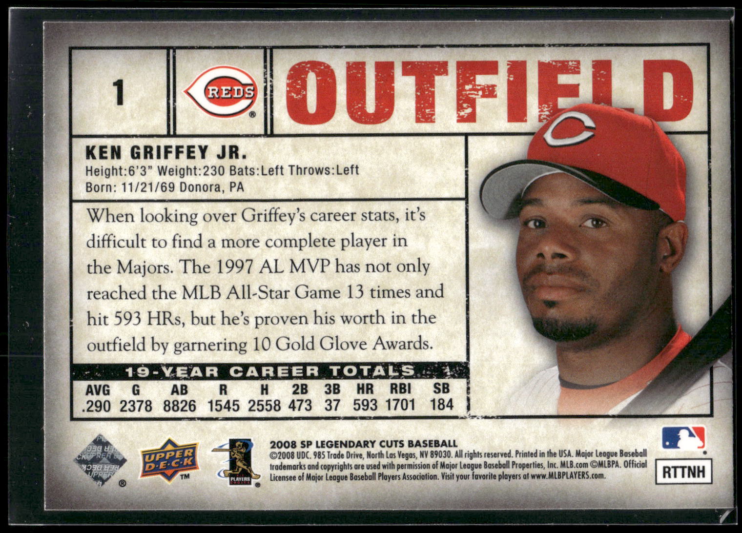 2008 SP Legendary Cuts #1 Ken Griffey Jr.