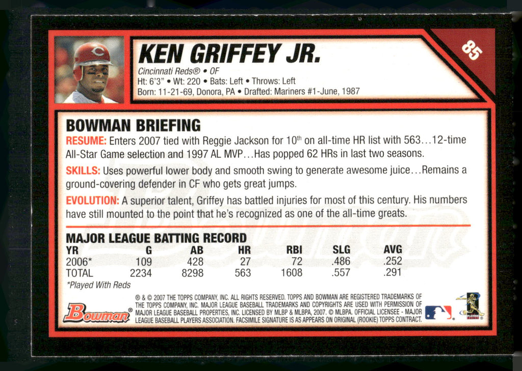2007 Bowman #85 Ken Griffey Jr.