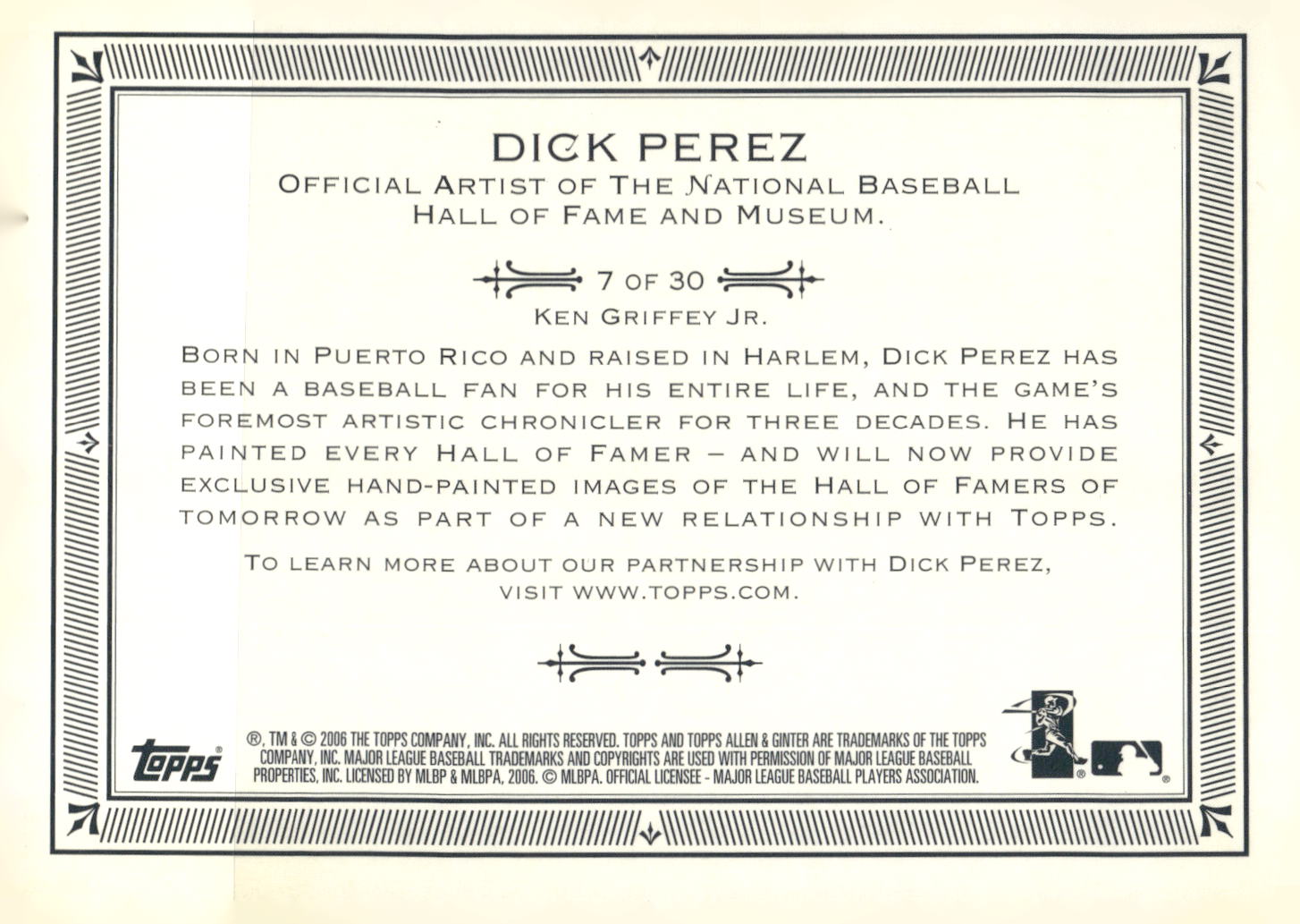 2006 Topps Allen & Ginter #7 Ken Griffey Jr. Dick Perez Sketches