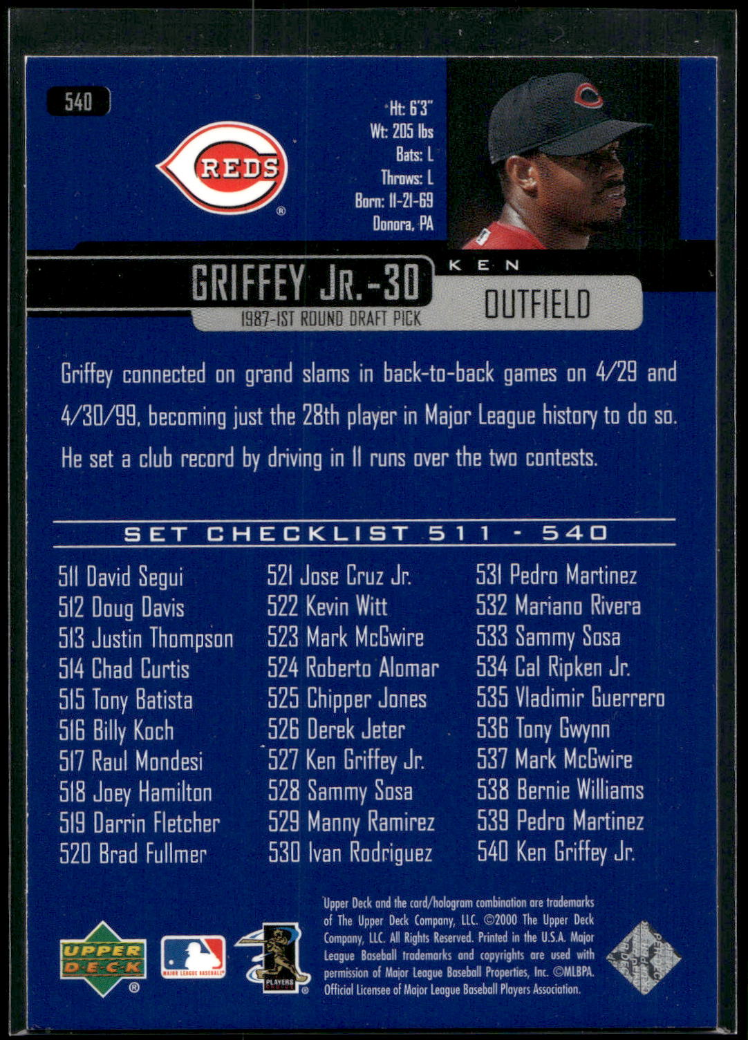 2000 Upper Deck #540 Ken Griffey Jr.