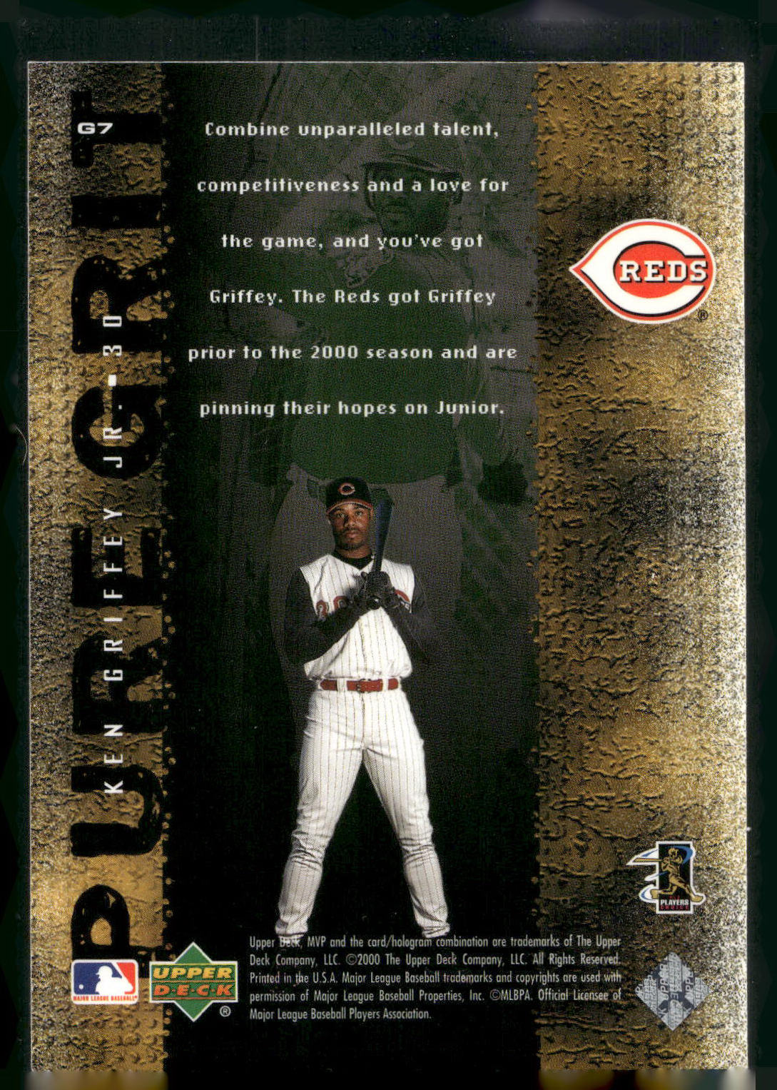 2000 Upper Deck MVP #G7 Ken Griffey Jr. Pure Grit