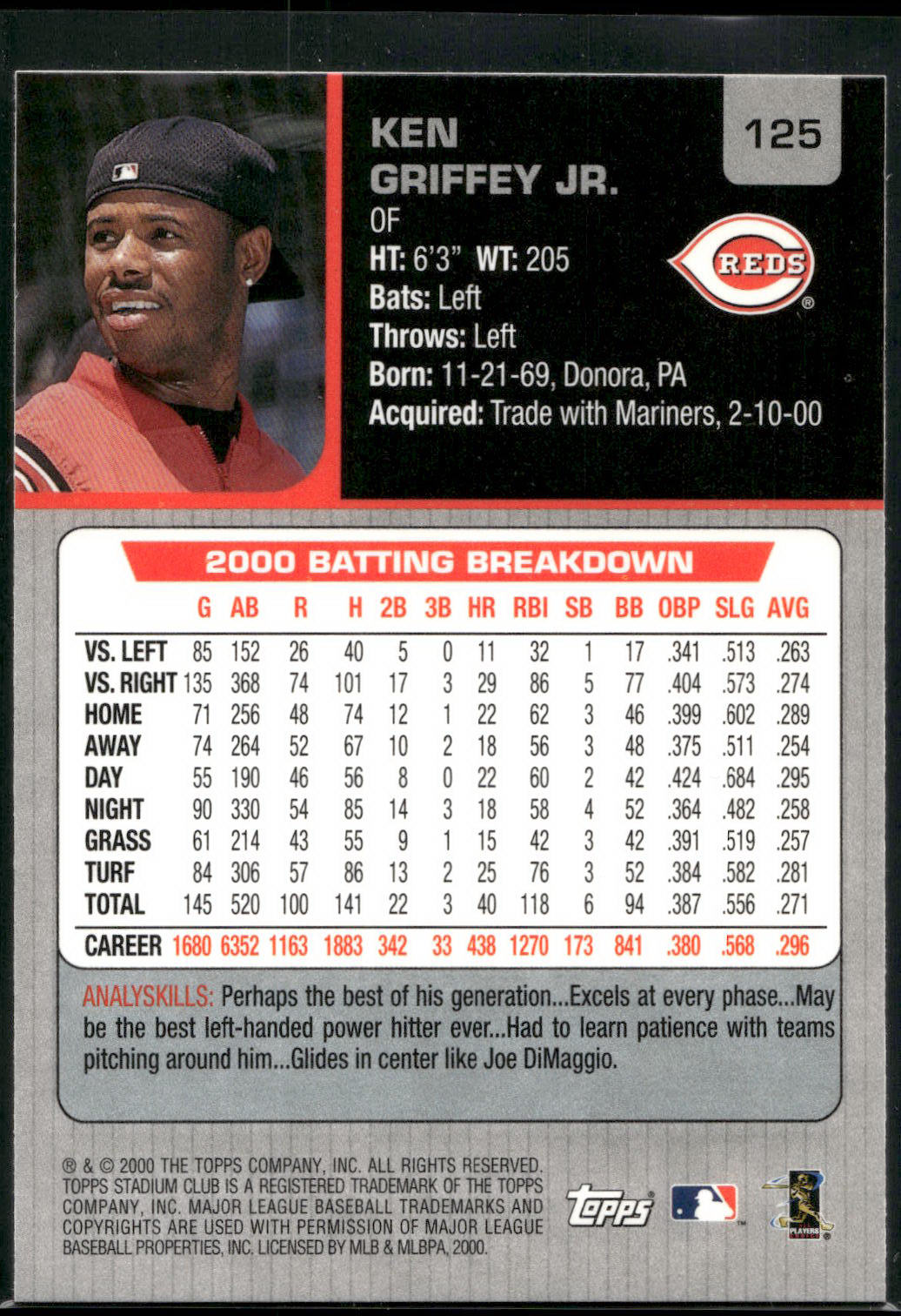 2001 Stadium Club #125 Ken Griffey Jr.