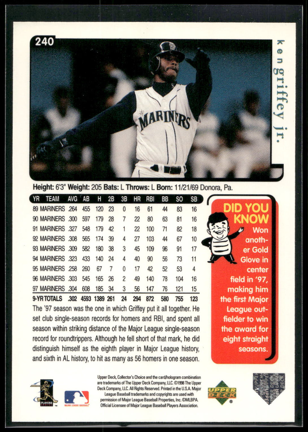 1998 Collector's Choice #240 Ken Griffey Jr.