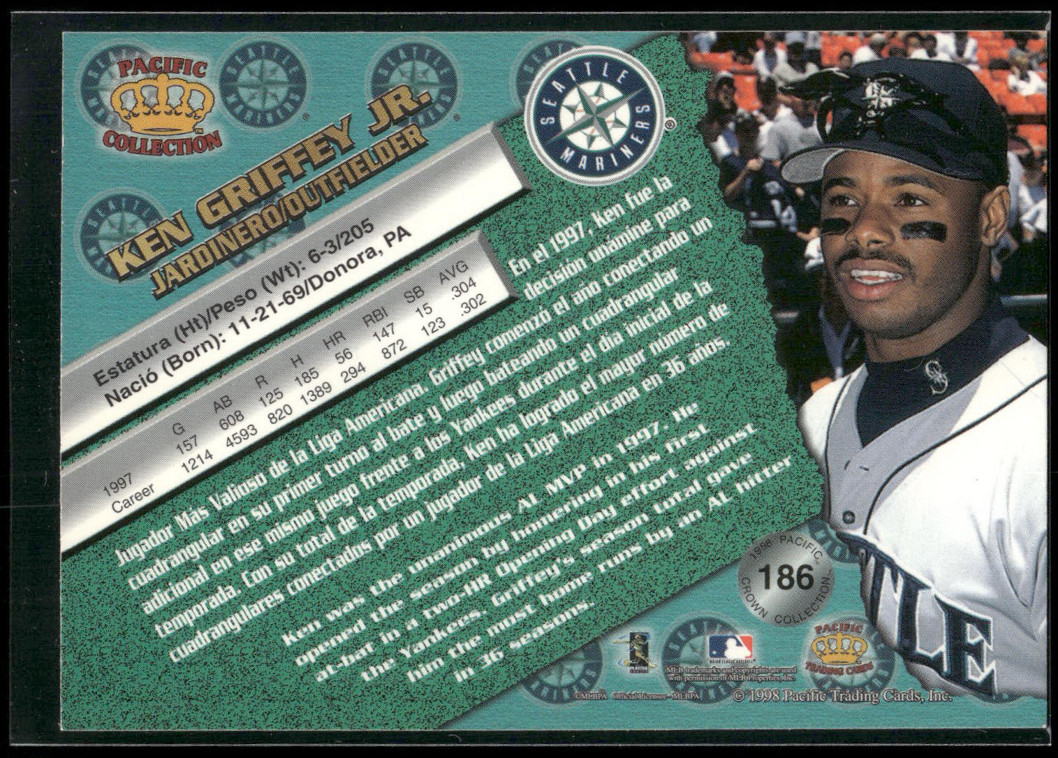 1998 Pacific #186 Ken Griffey Jr. Silver