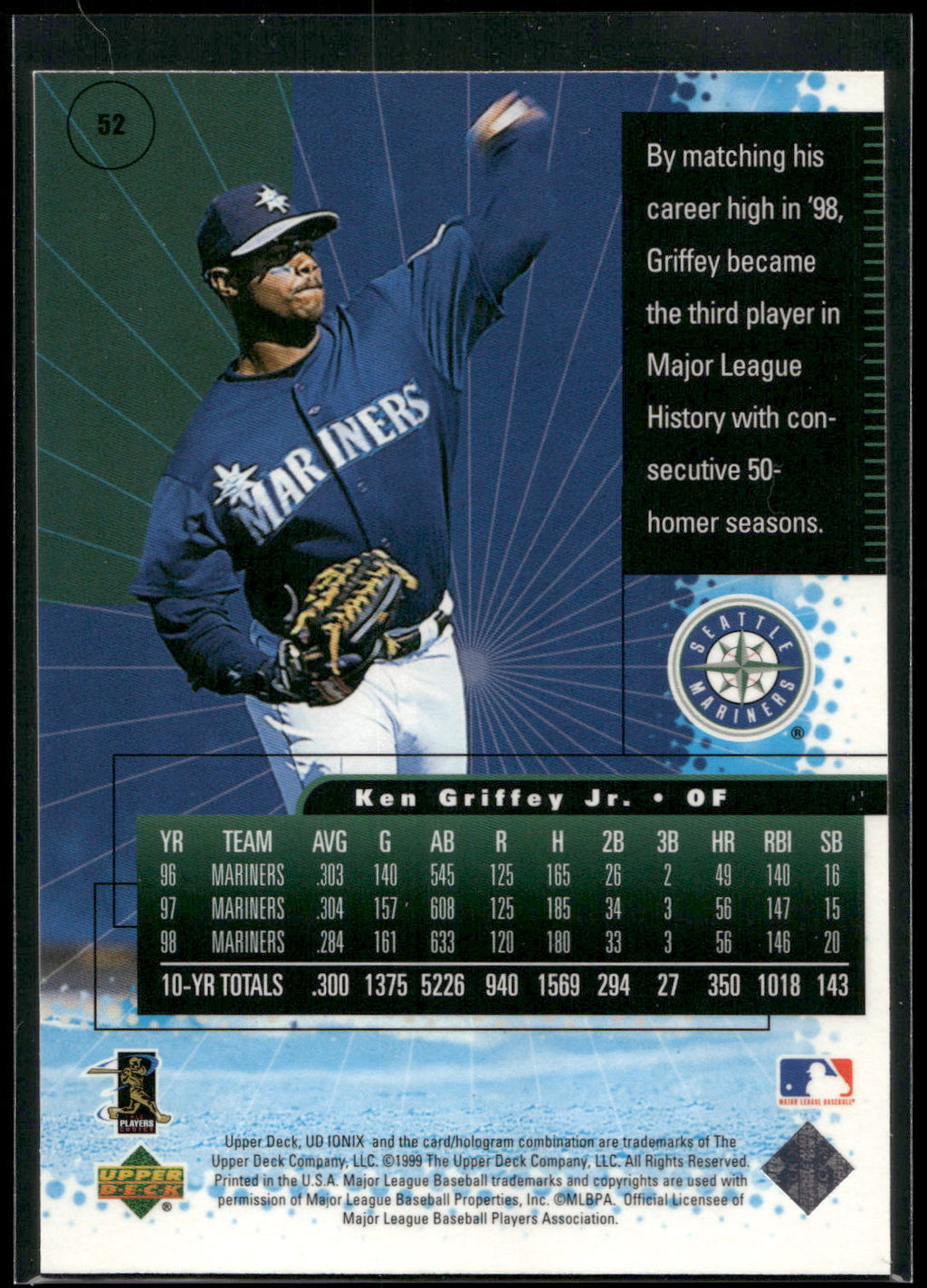 1999 UD Ionix #52 Ken Griffey Jr.