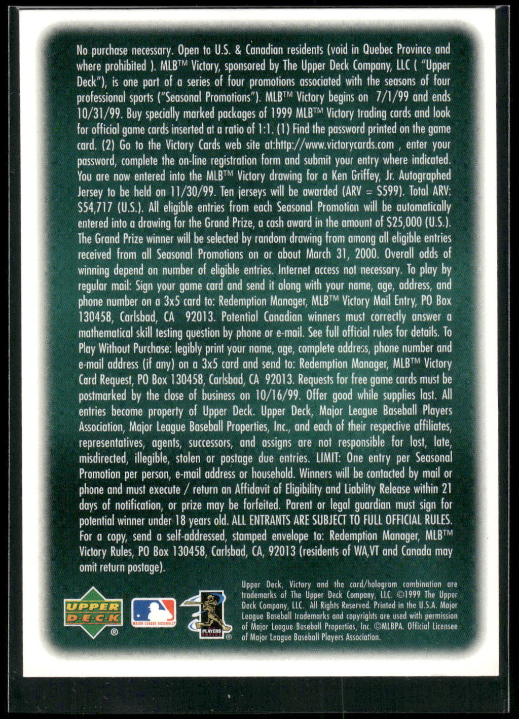 1999 Upper Deck Victory #NNO Ken Griffey Jr.