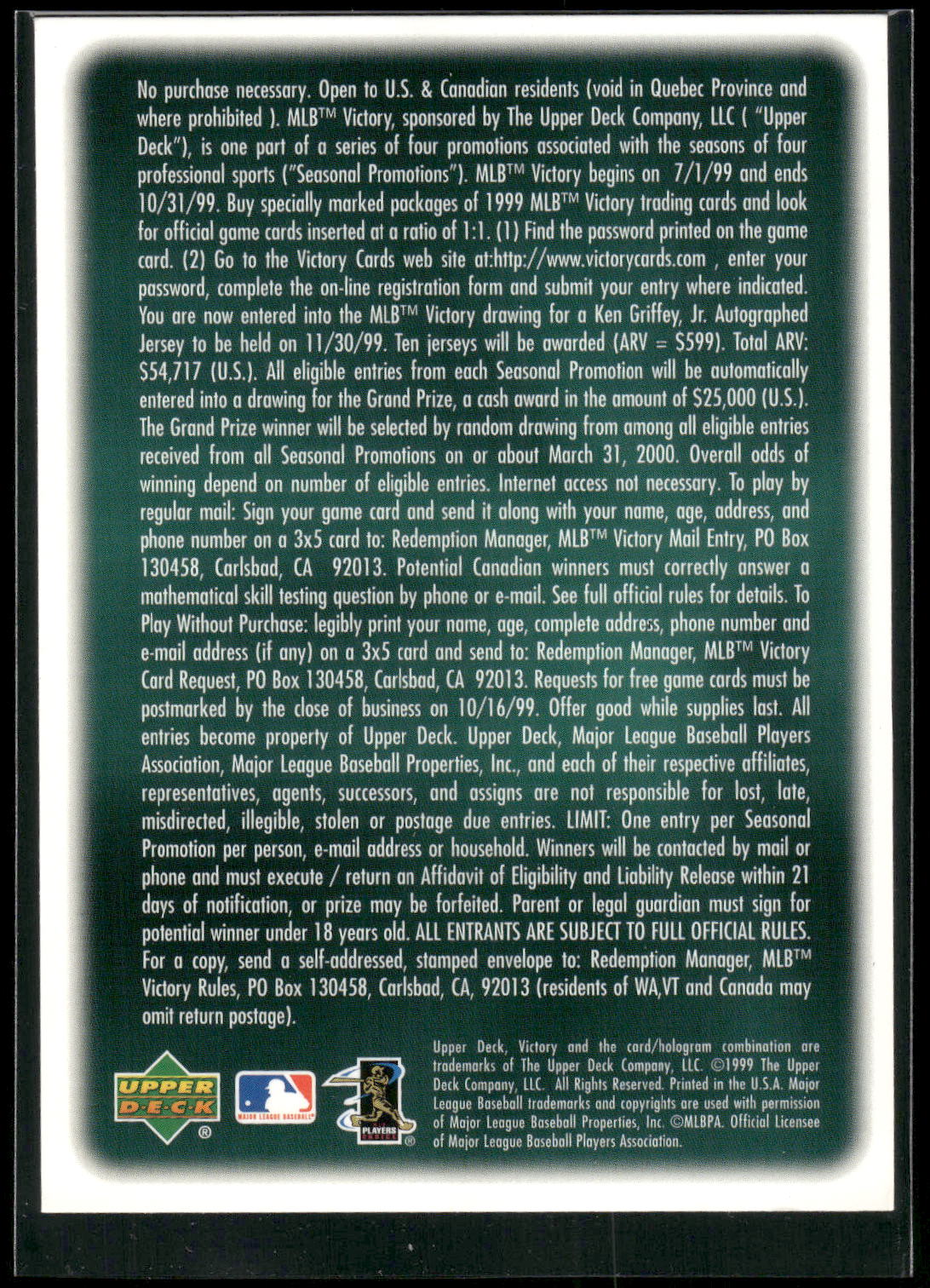 1999 Upper Deck Victory #NNO Ken Griffey Jr.