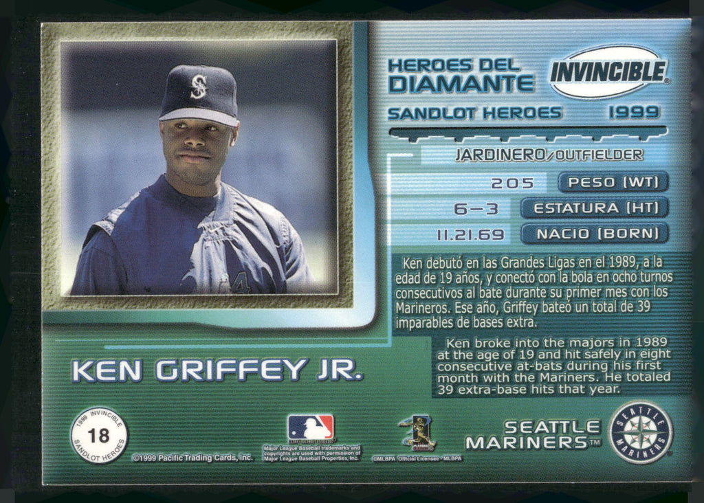 1999 Pacific Invincible #18b Ken Griffey Jr. Sandlot Heroes