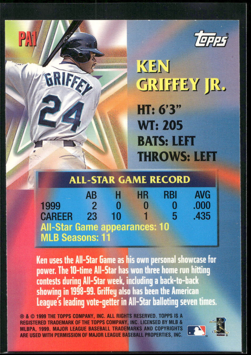 2000 Topps #PA1 Ken Griffey Jr. Perennial All-Stars