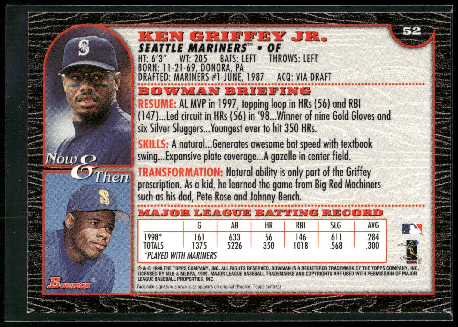 1999 Bowman #52 Ken Griffey Jr.