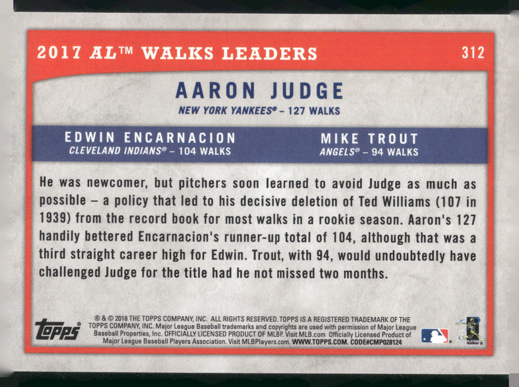 2018 Topps Big League #312 (Aaron Judge / Edwin Encarnacion / Mike Trout)