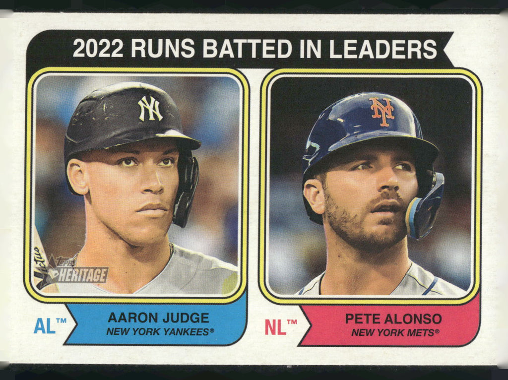 2023 Topps Heritage #203 2022 Runs Batted In Leaders (Aaron Judge / Pete Alonso)