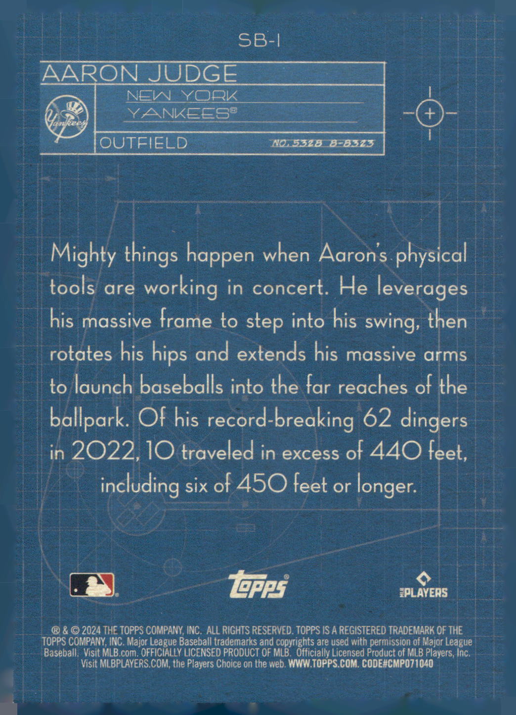 2024 Topps #SB-1 Aaron Judge Superstar Blueprint