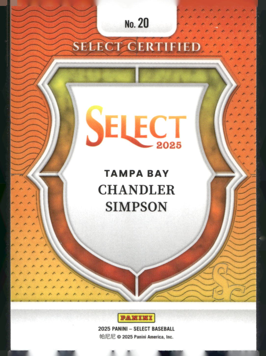 2025 Panini Select #20 Chandler Simpson Select Certified