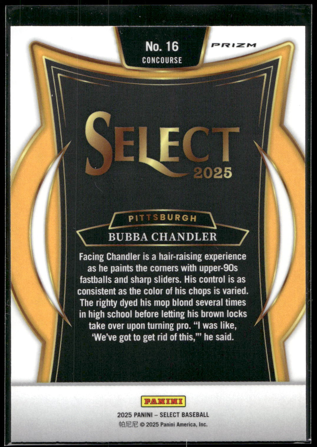 2025 Panini Select #16 Bubba Chandler Ice Prizms