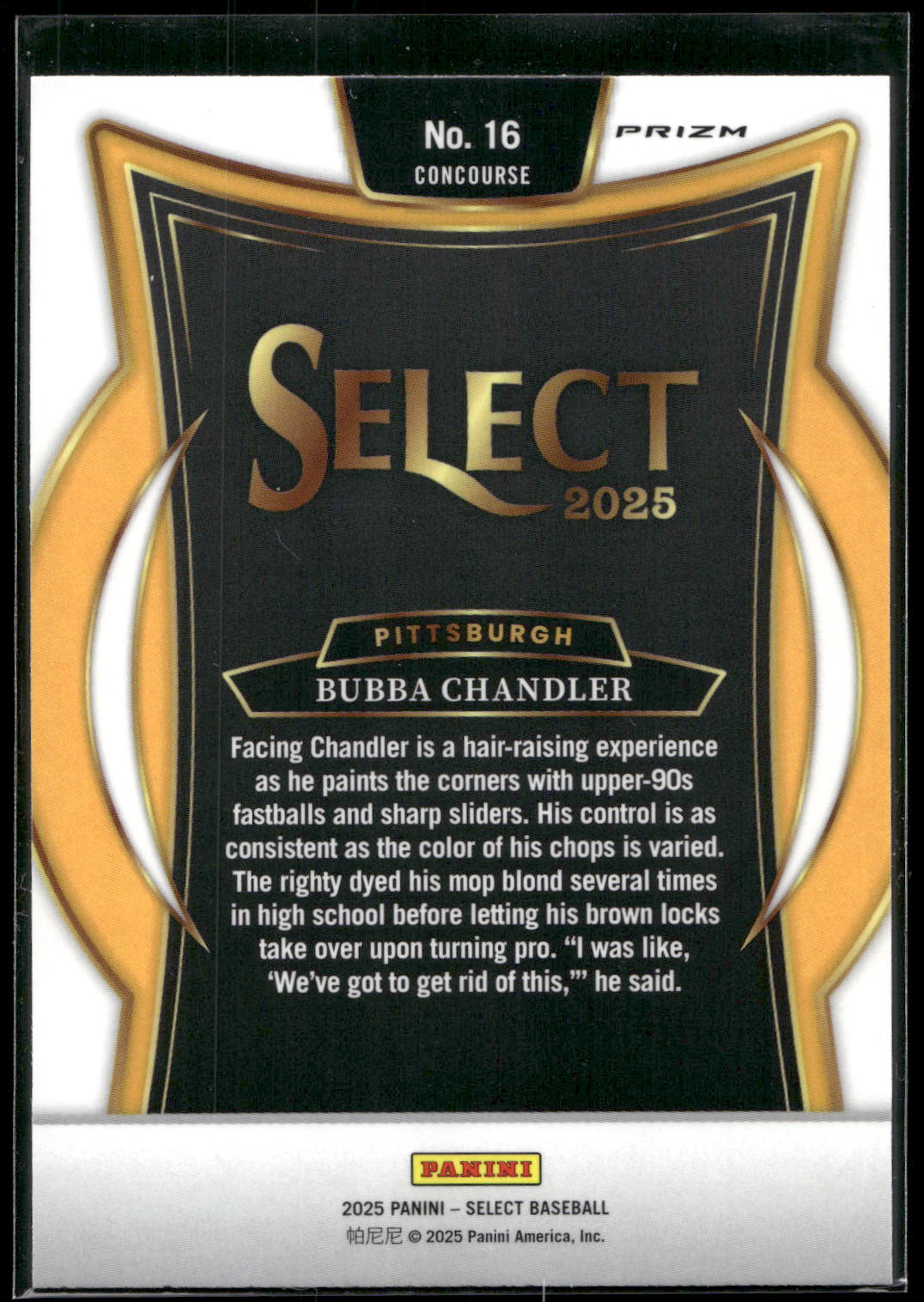 2025 Panini Select #16 Bubba Chandler Ice Prizms