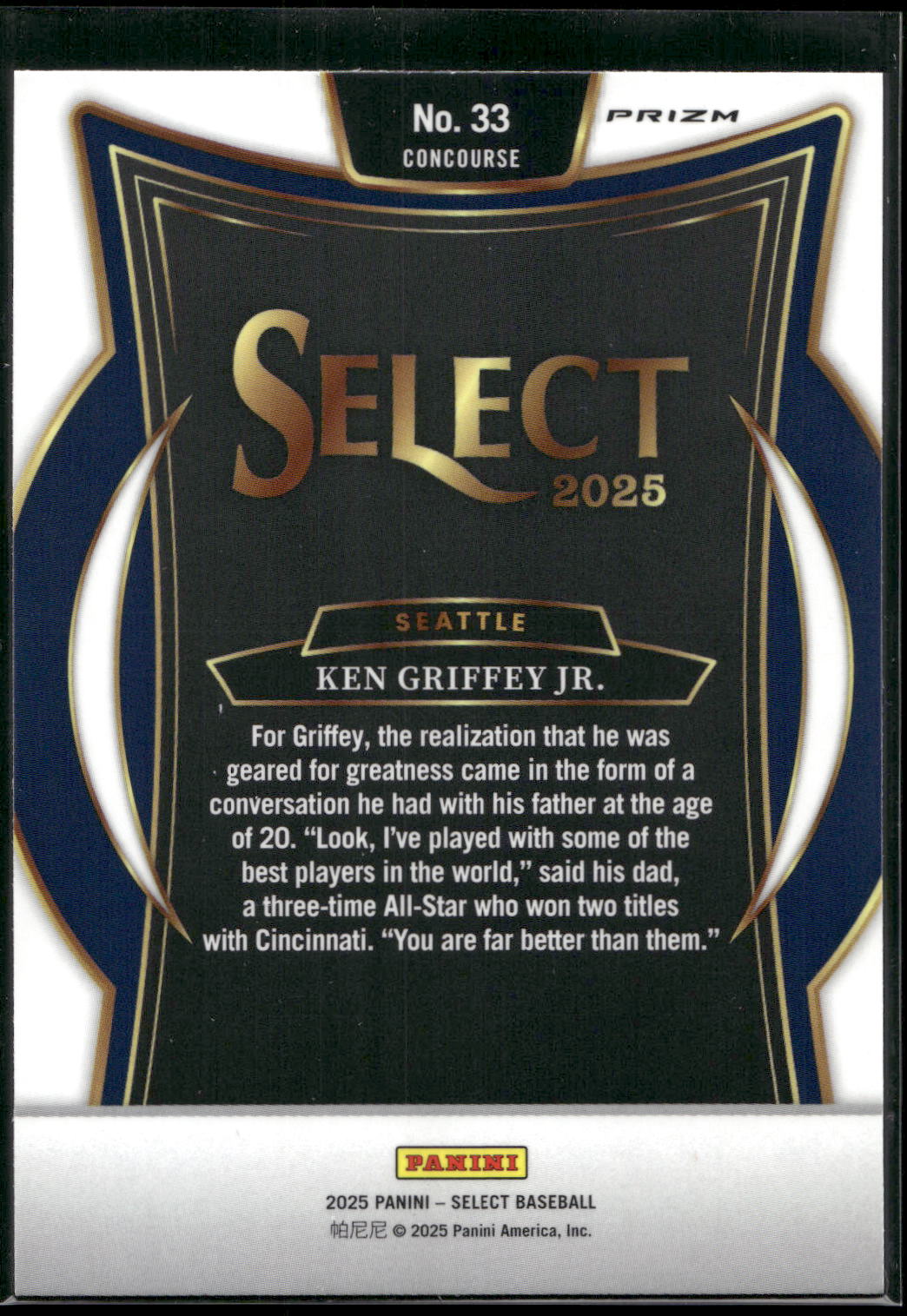 2025 Panini Select #33 Ken Griffey Jr. Silver Prizms