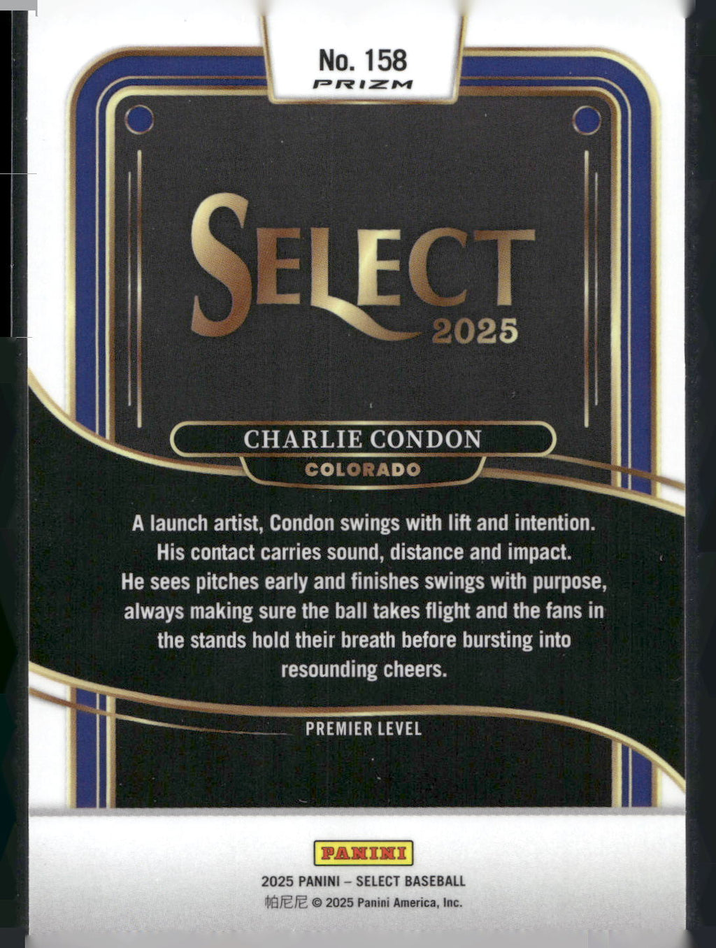 2025 Panini Select #158 Charlie Condon Silver Wave Prizms