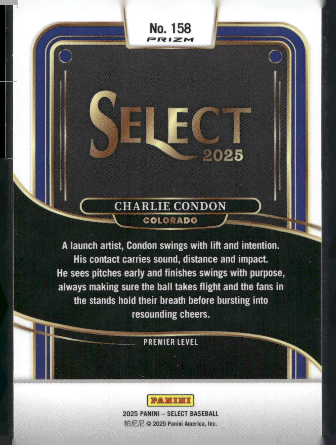 2025 Panini Select #158 Charlie Condon Silver Wave Prizms