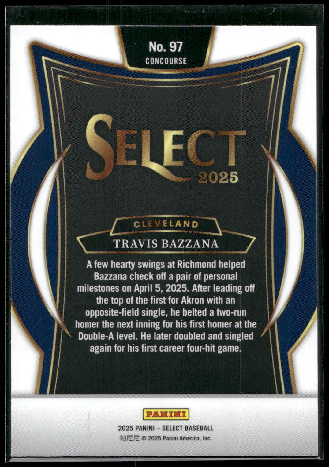 2025 Panini Select #97 Travis Bazzana