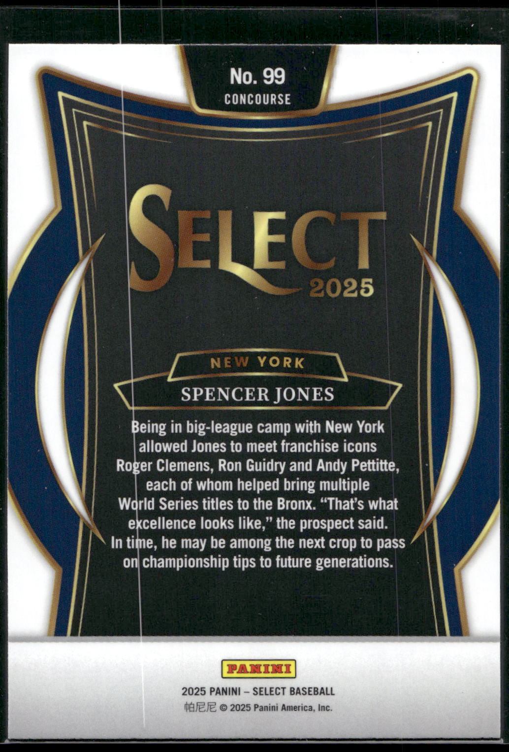 2025 Panini Select #99 Spencer Jones
