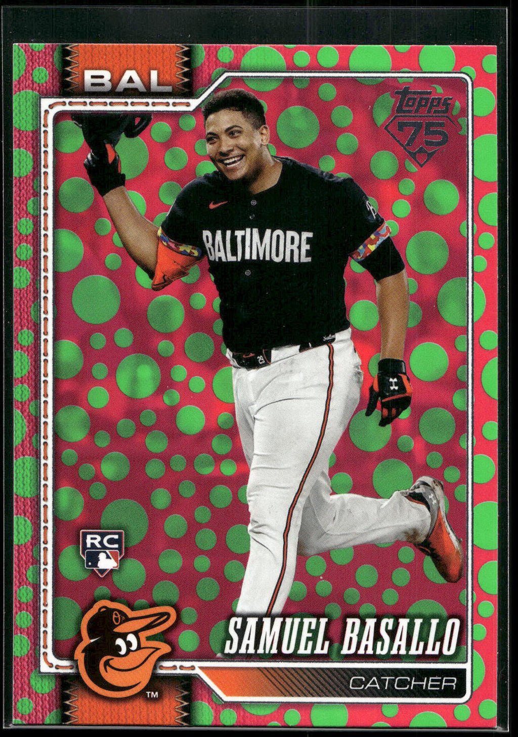 2026 Topps #104 Samuel Basallo Holiday Polka Dots Green/Pink