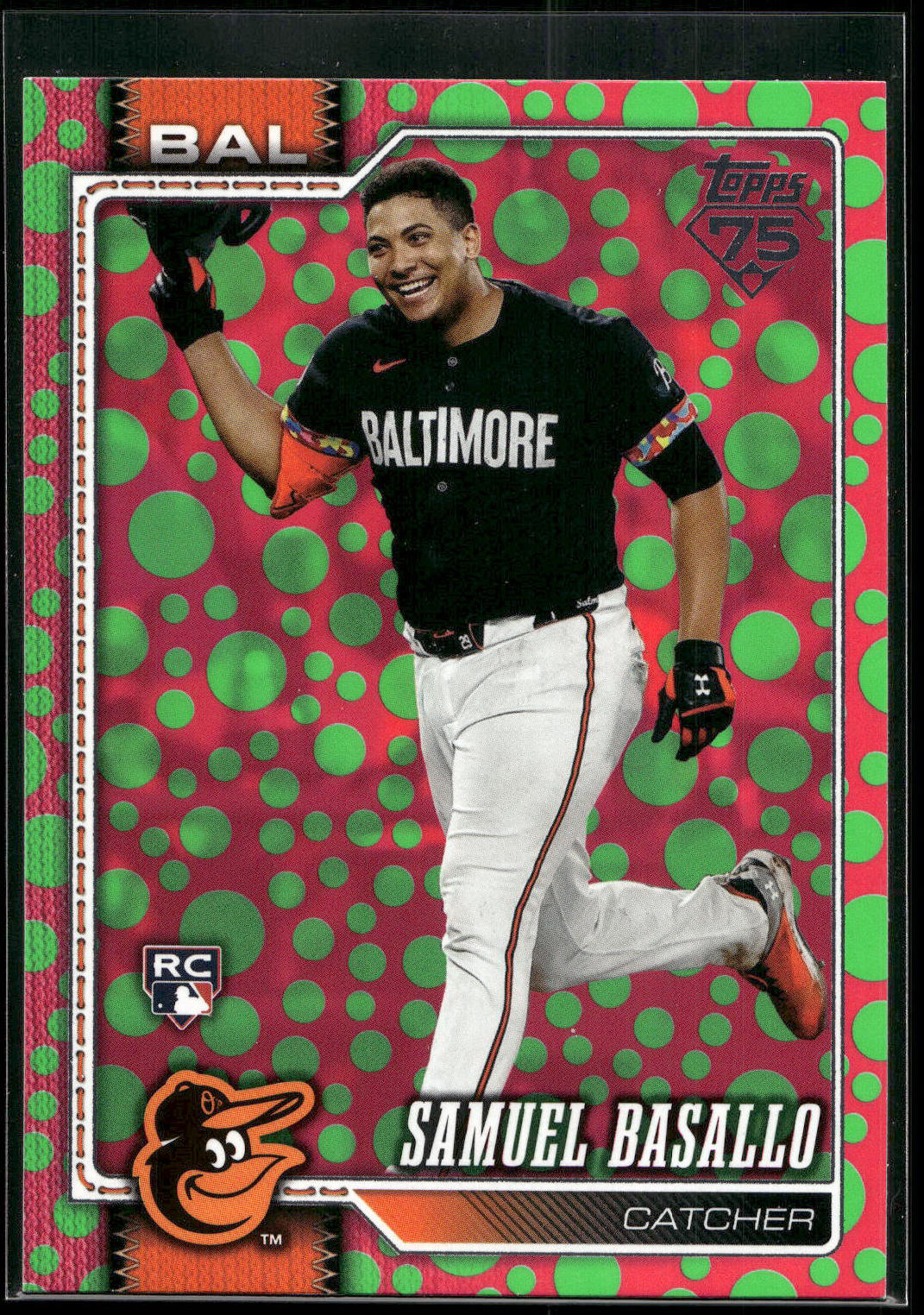 2026 Topps #104 Samuel Basallo Holiday Polka Dots Green/Pink
