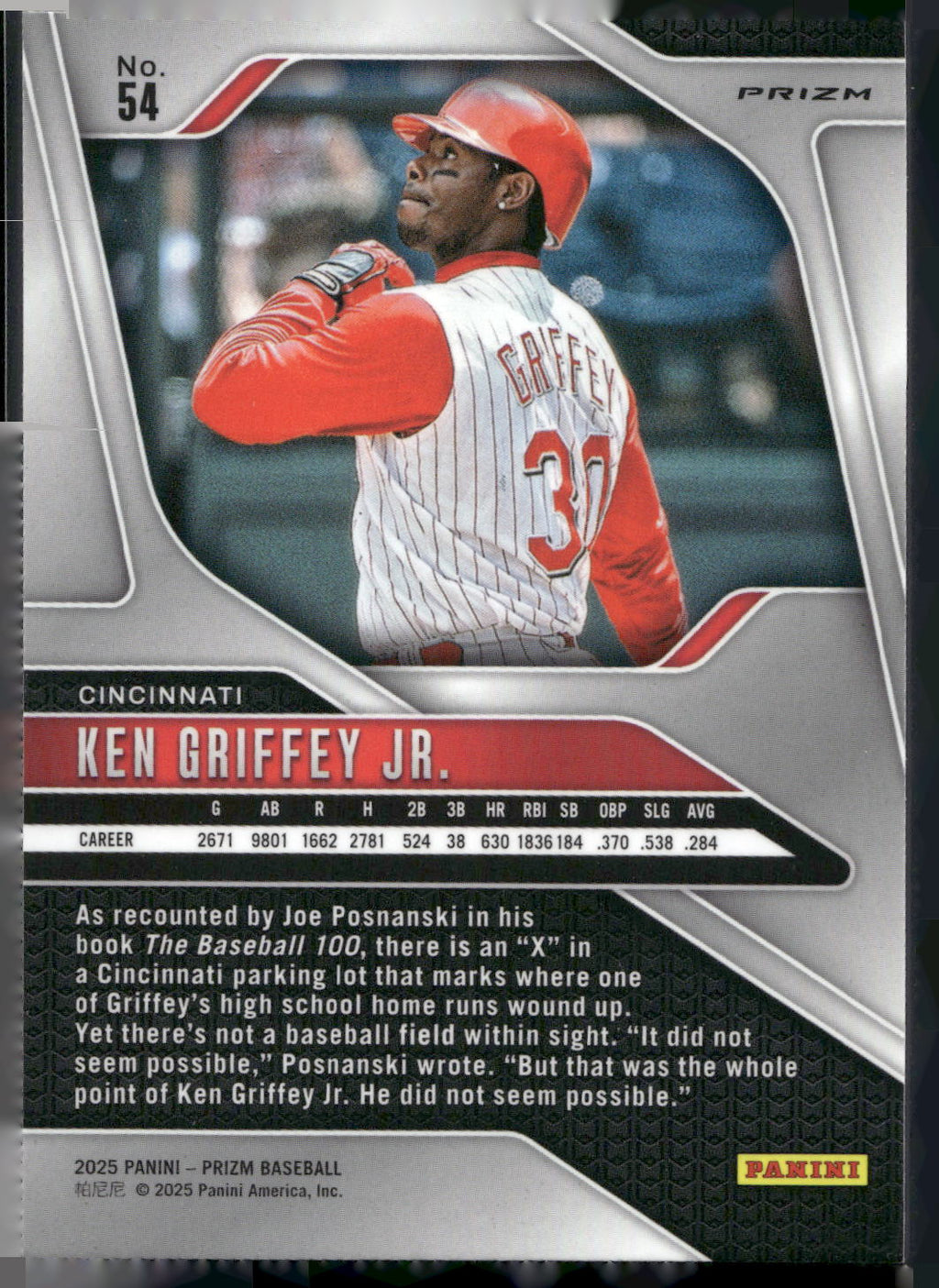 2025 Panini Prizm #54 Ken Griffey Jr. Pink Ice Prizms