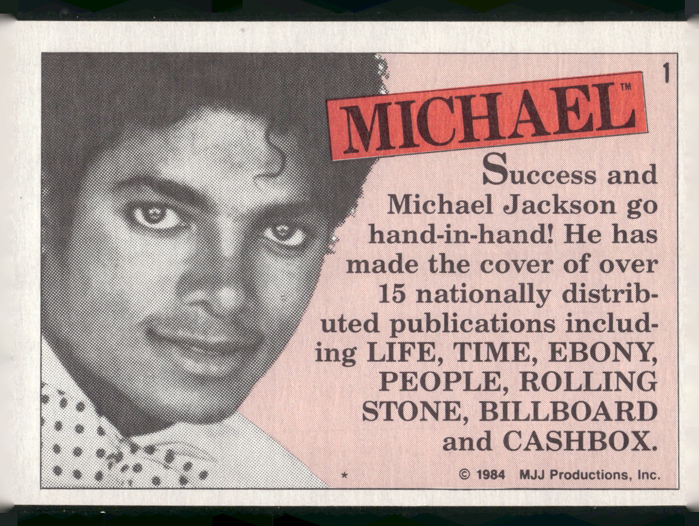 1984 Topps Michael Jackson #1 Michael Jackson