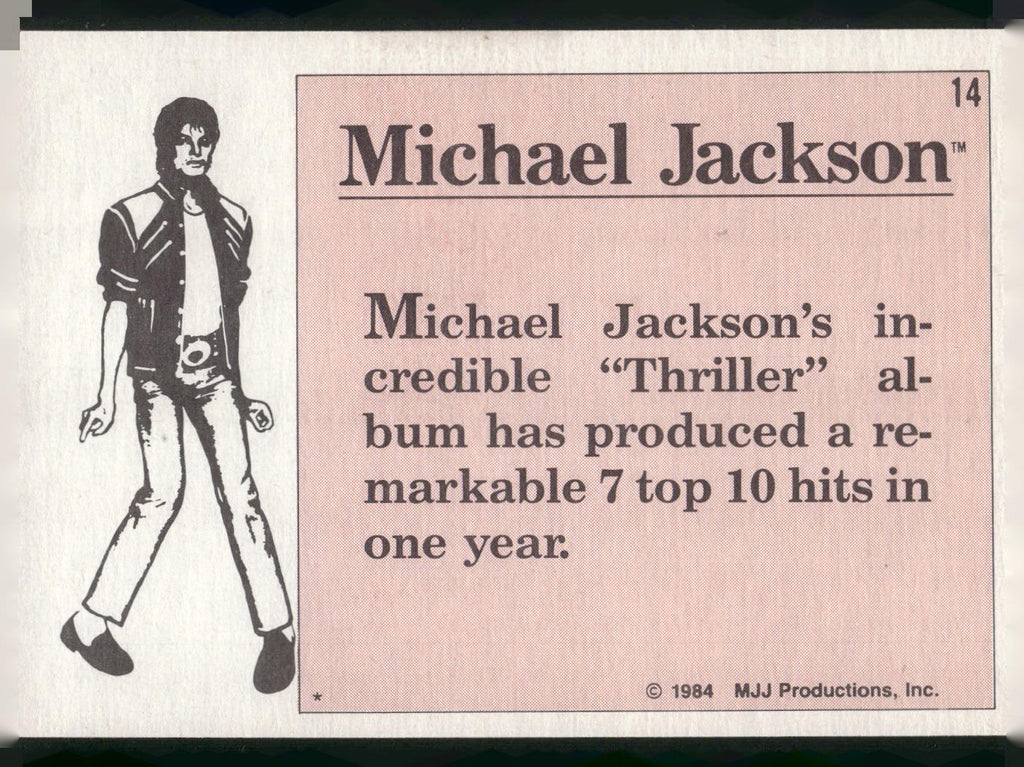 1984 Scanlens Michael Jackson #14 Michael Jackson's incredible "Thriller" album