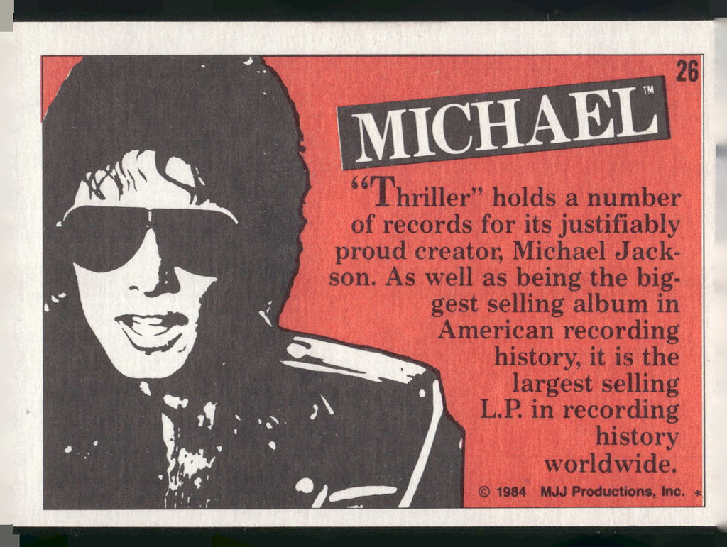 1984 Topps Michael Jackson #26 "Thriller" holds a number of records for its…