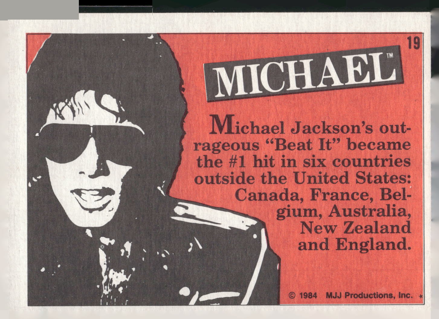 1984 Topps Michael Jackson #19 Michael Jackson's outrageous "Beat It"