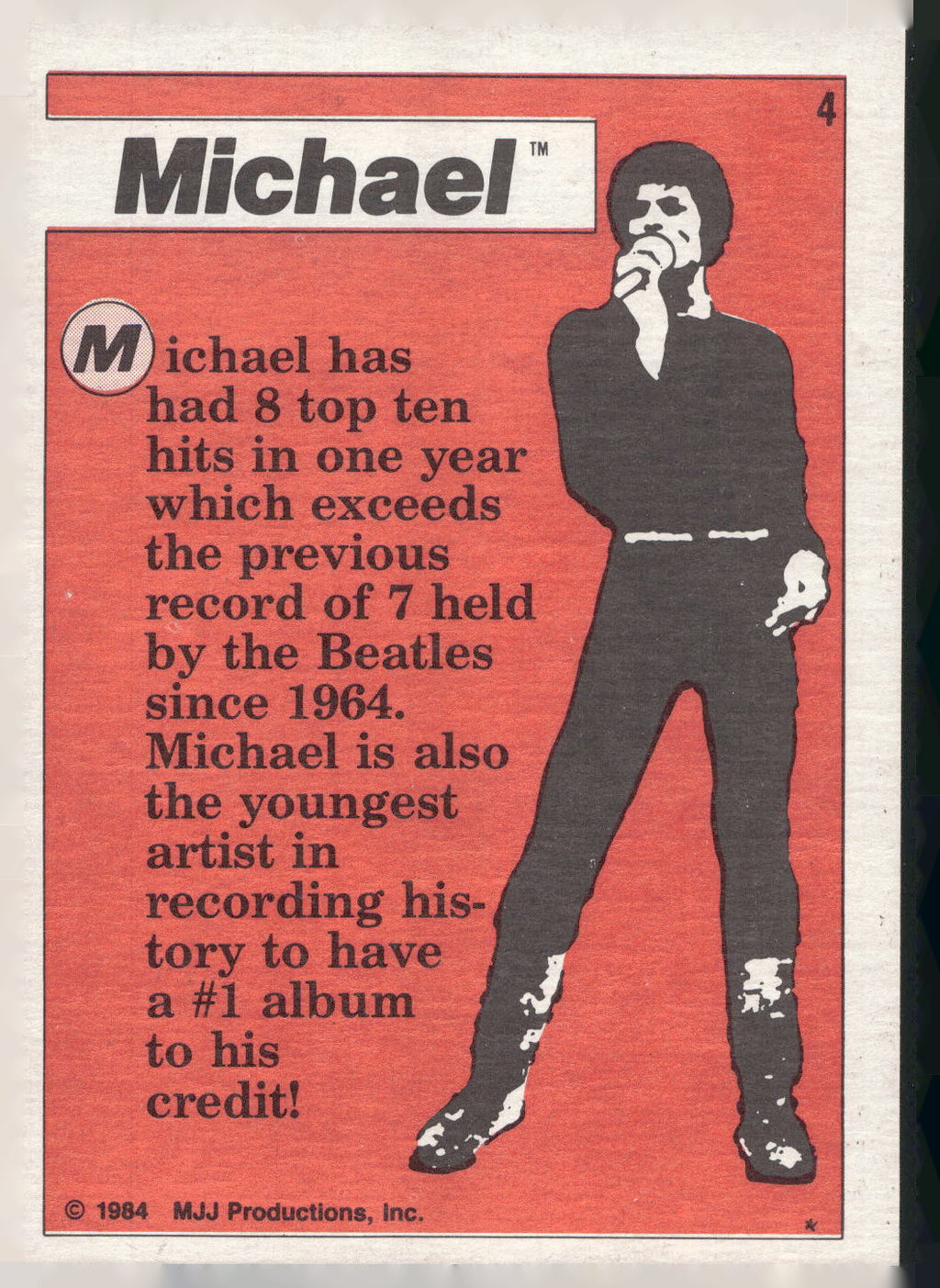 1984 Topps Michael Jackson #4b Michael has had 8